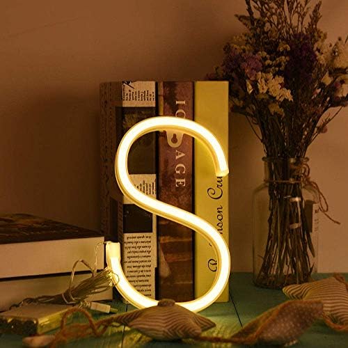 Letter Neon Signs Night Light Neon LED Marquee Words Art Wall Decorative for Baby Room Christmas Wedding Birthday Party (S)