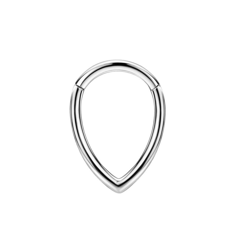 FANSING 316L Surgical Steel Teardrop Piercing Rings for Septum Daith, 16 Gauge 8mm, Metal, no gemstone
