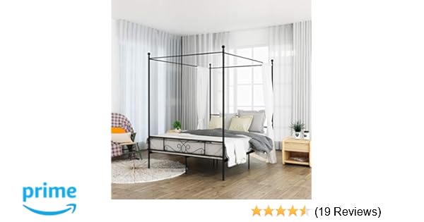 Weehom Queen Canopy Bed Frame Metal Platform 4 Posters Sturdy Steel Mattress Foundation With Headboard And Footboard Strong Steel No Box Spring