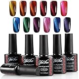 Yaoshun 12pcs Gel Nail Polish Magnetic Lacquer 3D Cat Eye Varnish Soak Off UV LED + 4Free Magnet Stick 10ML #006