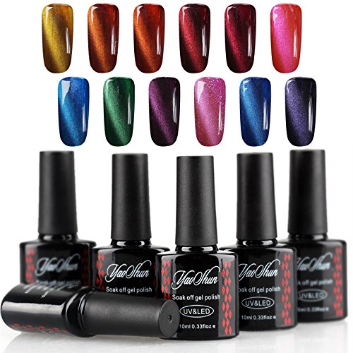Yaoshun 12pcs Gel Nail Polish Magnetic Lacquer 3D Cat Eye Varnish Soak Off UV LED + 4Free Magnet Stick 10ML #006 Yaoshun 12pcs Gel Nail Polish Magnetic Lacquer 3D Cat Eye Varnish Soak Off UV LED + 4Free Magnet Stick 10ML #006