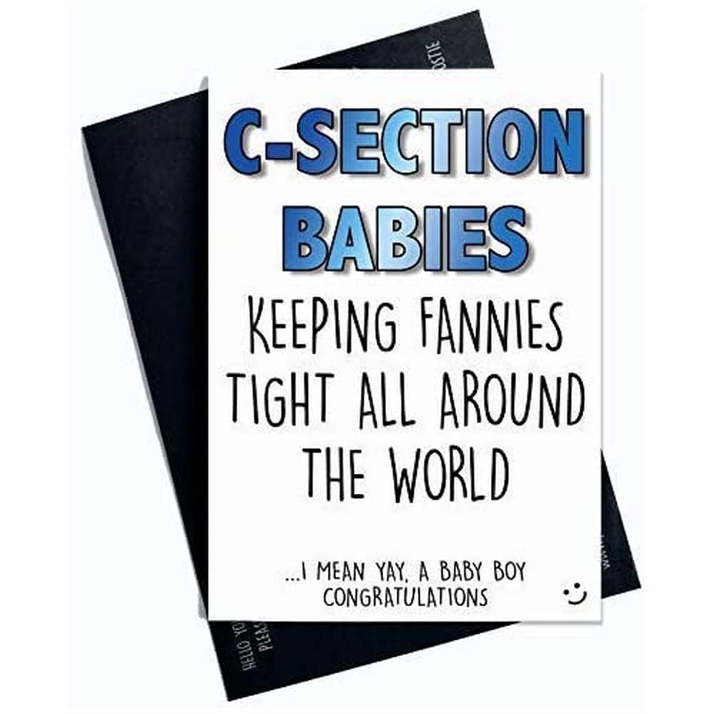 Funny Csection Baby Card New Baby Card Baby Boy Card Caesarean Section Yay A Baby Boy Funny Baby Card, Rude, Congratulations Card PC228