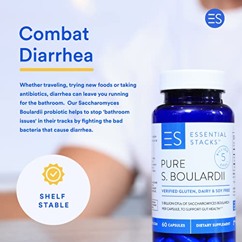 Essential Stacks Saccharomyces Boulardii Probiotics (NonGMO & Gluten