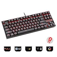 HLKYB Mechanical Gaming Keyboard, Compact 87 Key Mechanical RGB LED Backlit Wired Mechanical Gaming Keyboard Spill-Resistant and Durable Design