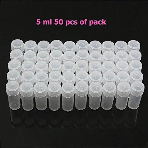 Focalwanna 50PCS 5ml Plastic Sample Small Bottle Vial Storage Container Test Tube for Lab