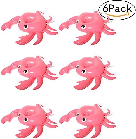 XCYT Inflatable Drink Holder, Palm Tree and Flamingo Crab Cup Holder Floats Inflatable Floating Coasters for Pool Party Water Fun (6pcs Crab)