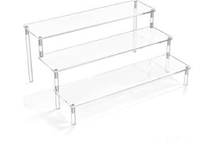 AZEAM Acrylic Display Risers,Clear Display Risers Stand Small Mini Shelf 3 Tiered Cupcake Stand for Food Desserts Stand Shelves for Party Perfume Organizer Toys Figures Collections Cosmetic Products Tabletop Use