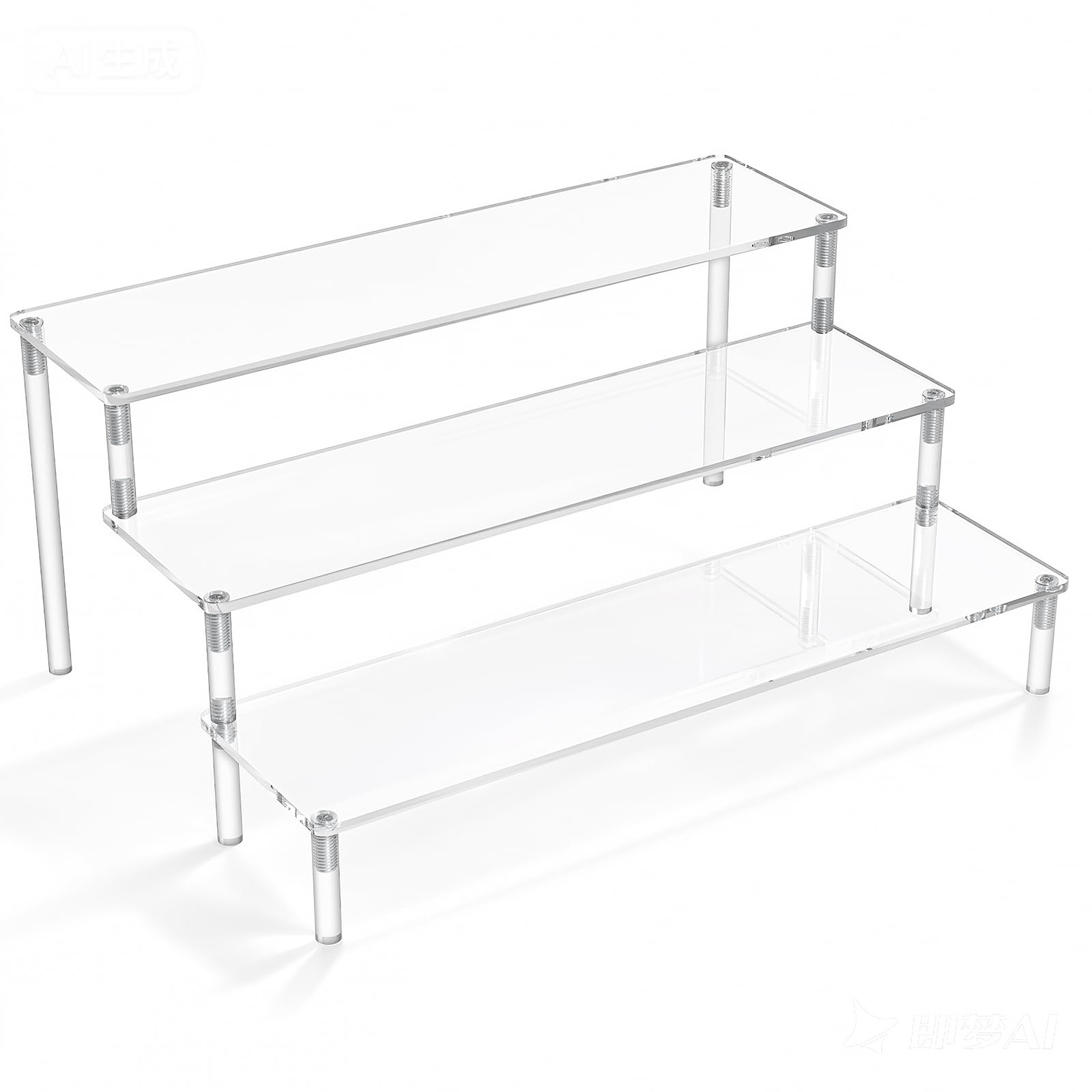 Photo 1 of Acrylic Display Risers,Clear Display Risers Stand Small Mini Shelf 3 Tiered Cupcake Stand for Food Desserts Stand Shelves for Party Perfume Organizer Toys Figures Collections Cosmetic Products Tabletop Use