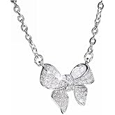 Pink Rhinestone Bow Necklace Dainty Cute Gold Silver Bow Pendent Choker Necklace Jewelry Gift