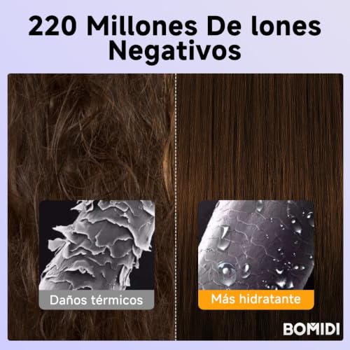 Plancha Para Cabello Profesional, BOMIDI Planchas 2 en 1 Alisado Y Rizador 130-230℃ Preciso Calentamiento Rápido Con Pantalla LCD Digital, Iones Negativos Doble Voltaje Adecuado Para Viajar