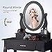 mecor Vanity Table Set, Makeup Table with 3 Drawers/Oval Mirror,Wood Dressing Table and Cushioned Stool Girls Women Bedroom Furniture Black