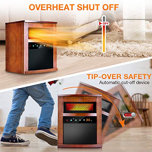 Electric Space Heater, 1500W Infrared Heater with 3 Heat Modes, Remote