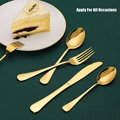 Gold Silverware Set Stainless Steel, 40 Piece AntiRust Mirror Polished