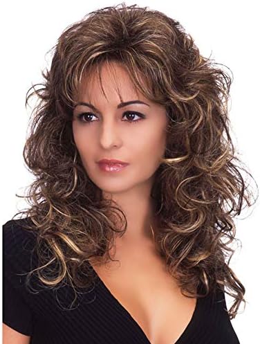 DANTB Medium and Long Wig Synthetic Wigs Realistic Looking Natural Wavy for Women Wig with Free Wig Cap