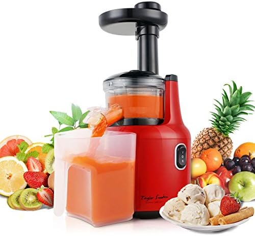 Taylor Swoden Jazz 900015–Masticating Juicer Extractor, Slow Juicer Machine,VDE Plug, Quiet 120W DC Motor, Cold Press Juicer with Juice Jug and Cleaning Brush for High Nutritional Fruit and Vegetable Juice, BPA Free, Black and Red.