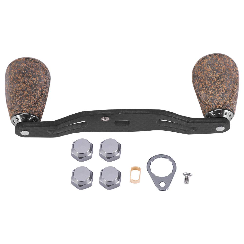 Fishing Reel Handle Wood Knob Carbon Fiber Frame Fishing Reel Grip with Fittings Replacement Parts