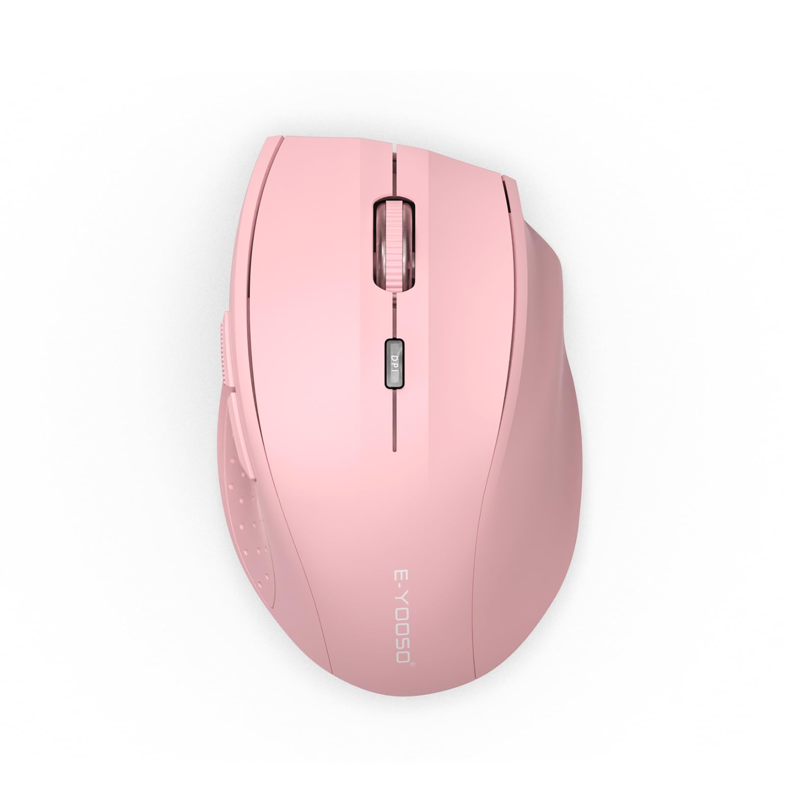 Photo 1 of E-YOOSO Wireless Mouse for Laptop, Portable Optical Computer Mouse, 6 Buttons, Cordless 2.4GHz with USB Receiver, 5-Level 4800 DPI, 18 Months Battery Life, for PC, Chromebook, Windows, Mac(Pink)