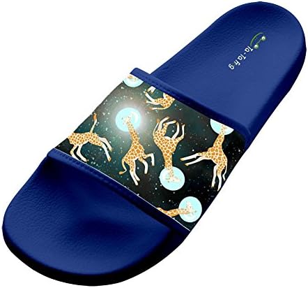 UIJ JJAA Giraffes in Space Fashion Slide Sandals Indoor &amp; Outdoor Slippers 15 B(M) US