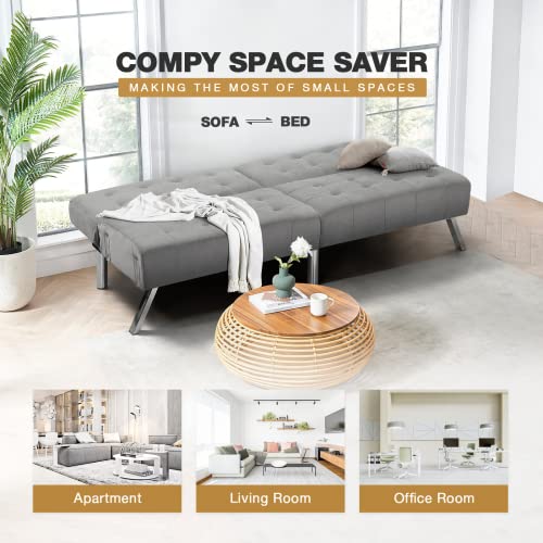 Vicluke Convertible Futon Sofa Bed with Adjustable Backrest, Chenille Fabric SplitBack Sleeper