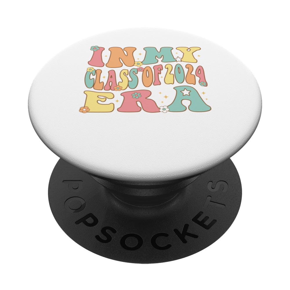 In My Class of 2024 Era Groovy "First Day" Of School Senior PopSockets Swappable PopGrip