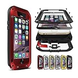 iPhone 6s Plus Case,PERSTAR Shockproof Dust/Dirt/Snow Proof Aluminum Metal Gorilla Glass Protection Case Cover for Apple iPhone 6 Plus/iPhone 6s Plus (Red)