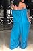 MarcoJudy Women's Off Shoulder Solid Wide Loose Leg Long Jumpsuits with Pocket