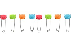 VILLCASE 8pcs Diaper Pins - Baby Safety Pins - 2.16 Inch Colorful Cartoon with Locking Closures - Abs & Stainless Steel for C
