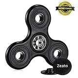 Zeato 360º Rotation Fidget Tri Spinner Hand Toy Anti-anxiety EDC Focus Toy with Hybrid Ceramic Bearing Stress Reducer Relieves ADHD, Anxiety and Boredom Spins for up to 2 Minutes - Black