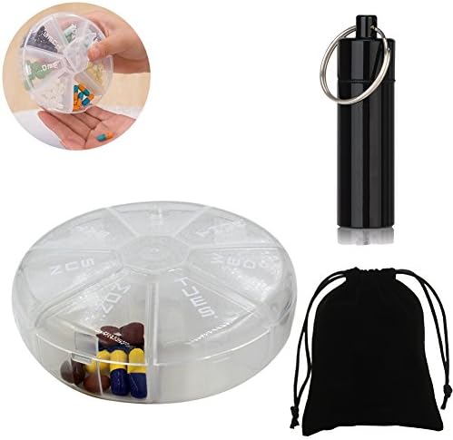 (Upgrade) 7 Day Pill Organizer Large Size Round Shaped Pill Case with Keychain Pill Box