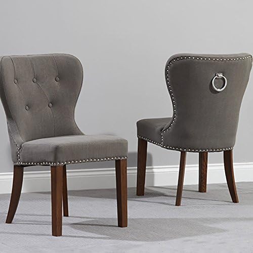 Kalim Black Solid Oak And Fabric Chairs (Colours Oak/Dark Oak, Fabric Black/Grey) - Set Of 2