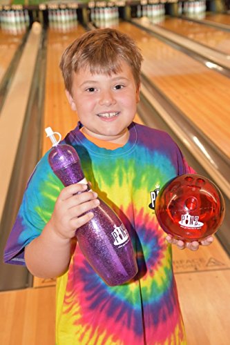 Large Bowling Pin Water Bottles - 32oz Purple Sparkle Party Favors