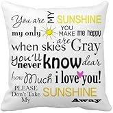 Decorbox You Are My Sunshine Quote Pattern 18x18 Inch Polyester Cotton Square Throw Pillow Case Decorative Durable Cushion Slipcover Home Decor Standard Size Accent Pillowcase Encasement Slip Cover
