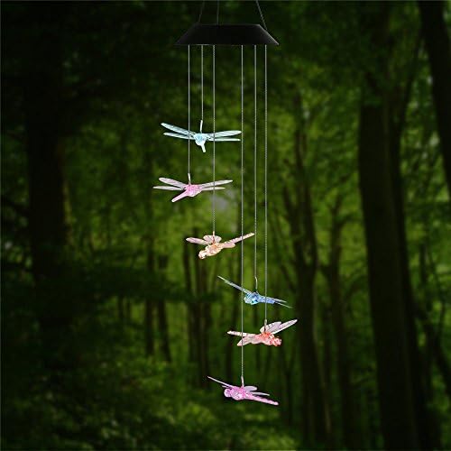 Solar-powered Changing Color Mobile Light , ANZOME Spiral Spinner Windchime Outdoor Windbell Wind Spinner Chime LED Lamp