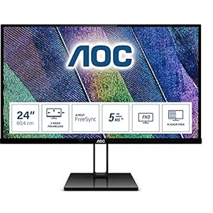 AOC 24V2Q - 24 Inch FHD Monitor, 75Hz, 5ms, IPS, AMD FreeSync, Ultra Slim, FlickerFree, LowBlue mode (1920 x 1080 @ 75Hz…