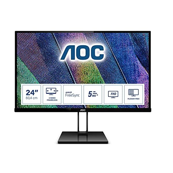 AOC-24V2Q-24-Inch-FHD-Monitor-75Hz-5ms-IPS-AMD-FreeSync-Ultra-Slim-FlickerFree-LowBlue-mode-1920-x-1080--75Hz-250cdm-HDMI-14-x-1-DisplayPort-12-x-1 AOC 24V2Q - 24 Inch FHD Monitor, 75Hz, 5ms, IPS, AMD FreeSync, Ultra Slim, FlickerFree, LowBlue mode (1920 x 1080 @ 75Hz…