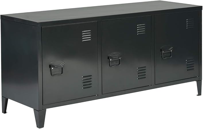 Meuble Cosy Grand Espace 3 Portes Metal Bureau Armoire 2 Couches Buffet De Rangement Meuble Television Noir 120 X 40 X 58cm Amazon Fr Cuisine Maison