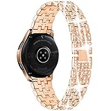 Supoix Compatible for Samsung Galaxy Watch 42mm Band, 20mm Crystal Rhinestone Diamond Metal Smartwatch Replacement Jewelry Strap for Galaxy Watch 42mm/Active 2/Active 40mm-Rose Gold