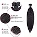 Brazilian Kinky Straight Human Hair Bundles With Closure, 8A Unprocessed Yaki Hair 3 Bundles With Closure, Middle Part, Natural Color(10 12 14+10)