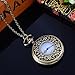 Godagoda Womens Antique Bronze Color Round Pocket Watch Hollow Flower Engraved with Link Chain 79cm