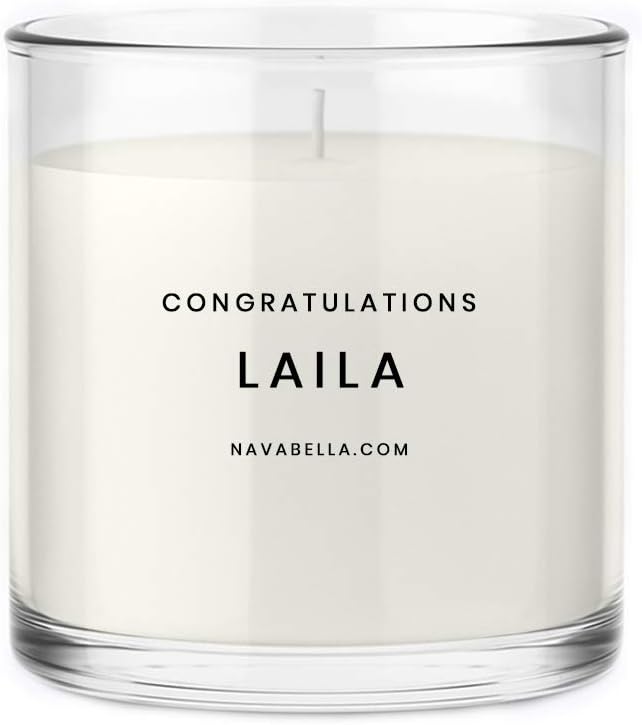 NAVABELLA Personalized Candle, Custom Congratulations Candle, Personalized Congratulations Gift, Handmade Congratulations Candle Gift, Personalized Candle Gift, Custom Candle w/Gift Box