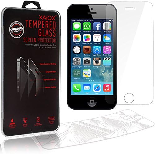 iPhone 5 5s 5c Screen Protector, XAiOX® Premium Tempered Glass Screen Protector with round edges, 0.26mm thin, 9H hardness
