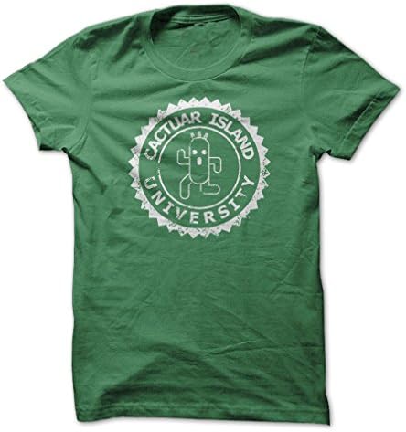Sun Frog Shirts Men's Cactuar Island University T-Shirt Large Kelly Green