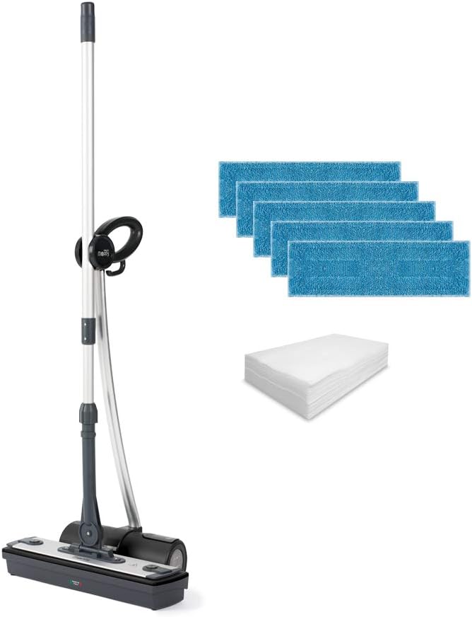 Polti Moppy Black Premium - Limpiador a vapor sin cables, extra dotación de paños, para todo tipo de suelos y superficies verticales lavables, color negro