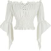 Taamlou Women's Renaissance Off The Shoulder Top Medieval Pirate Long Sleeve Blouse