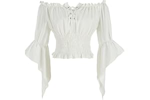 Taamlou Women's Renaissance Off The Shoulder Top Medieval Pirate Long Sleeve Blouse