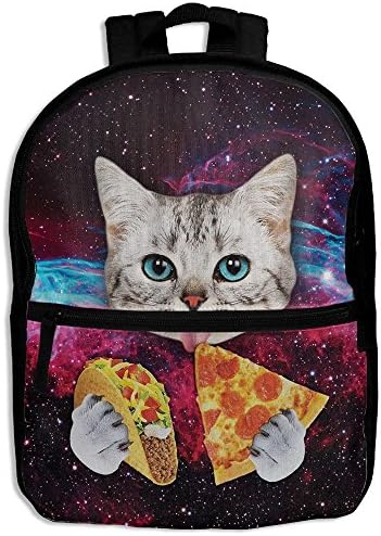 Cat Eat Pizza Girls Women School Backpack Portable Shoulders Bags