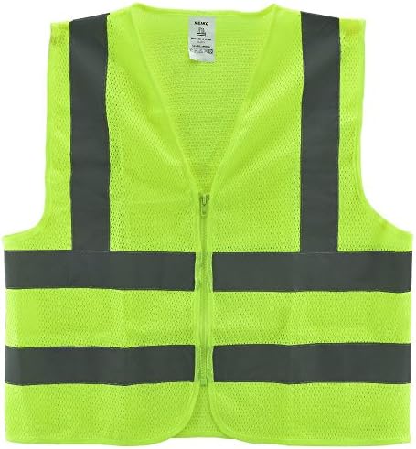 Diamond High Visibility Neon Yellow Zipper Front Safety Vest with Reflective Strips - Meets ANSI/ISEA Standards, Size XXL
