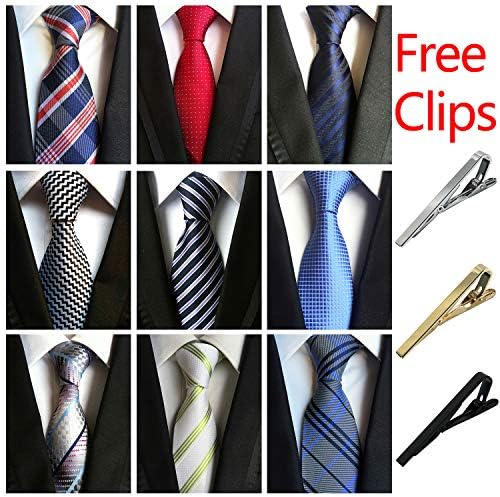 Ties for Men 9pcs Mens Ties and 3pcs Tie Clips Men's Classic Tie NeckTies