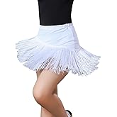 Libaobaoyo Girls Fringe Dance Skirt Mini Layered Tassel Latin Ballroom Tango Performance Outfits