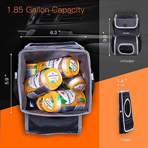 Car Trash Can with Lid, Saniwise Foldable Car Garbage Can with Storage